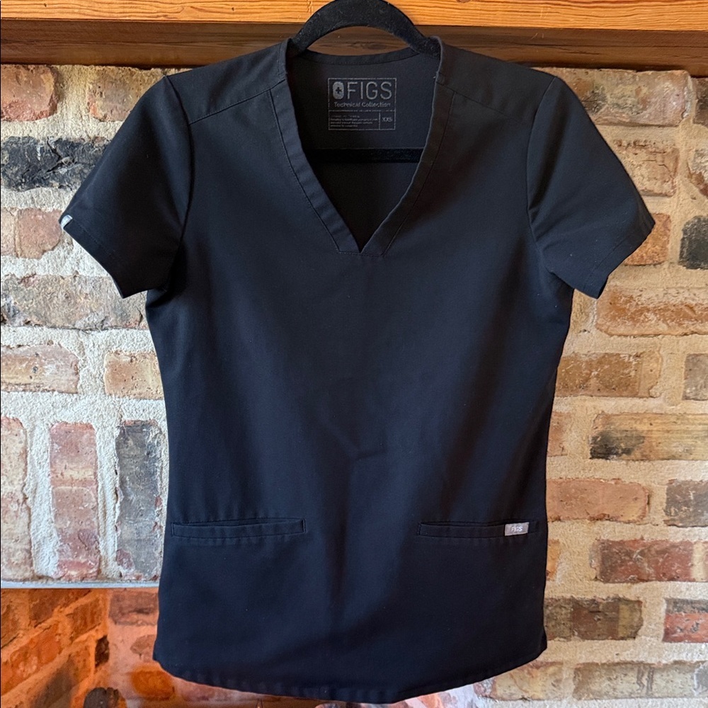 FIGS Black Catarina Scrub Top | XXS | Medical Nurse Uniform